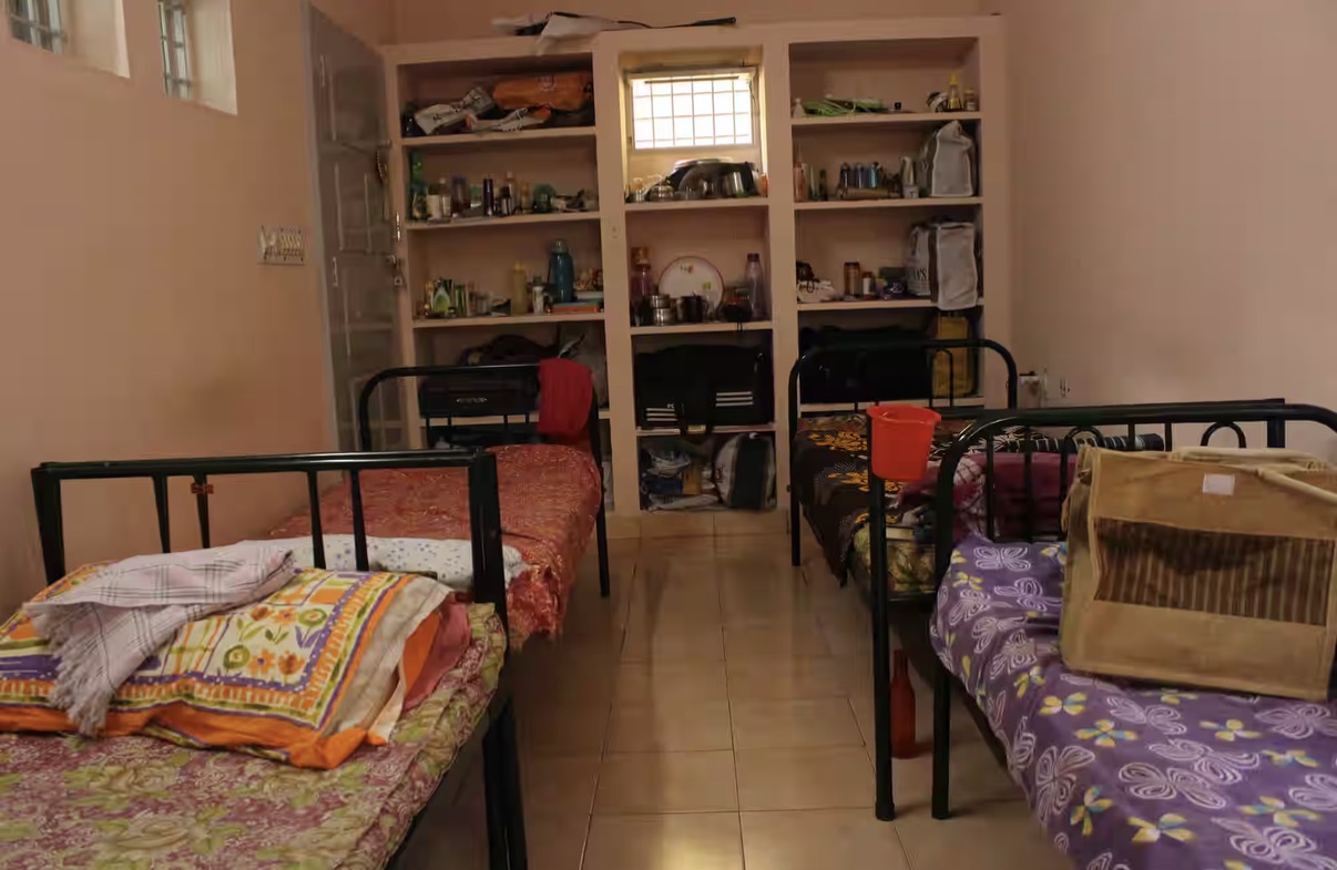 Multi sharing room with personal storage shelves